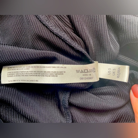 Free People Intimately Free Black Square Neck Long Sleeve Ruched Top, Size Small - Picture 7 of 9